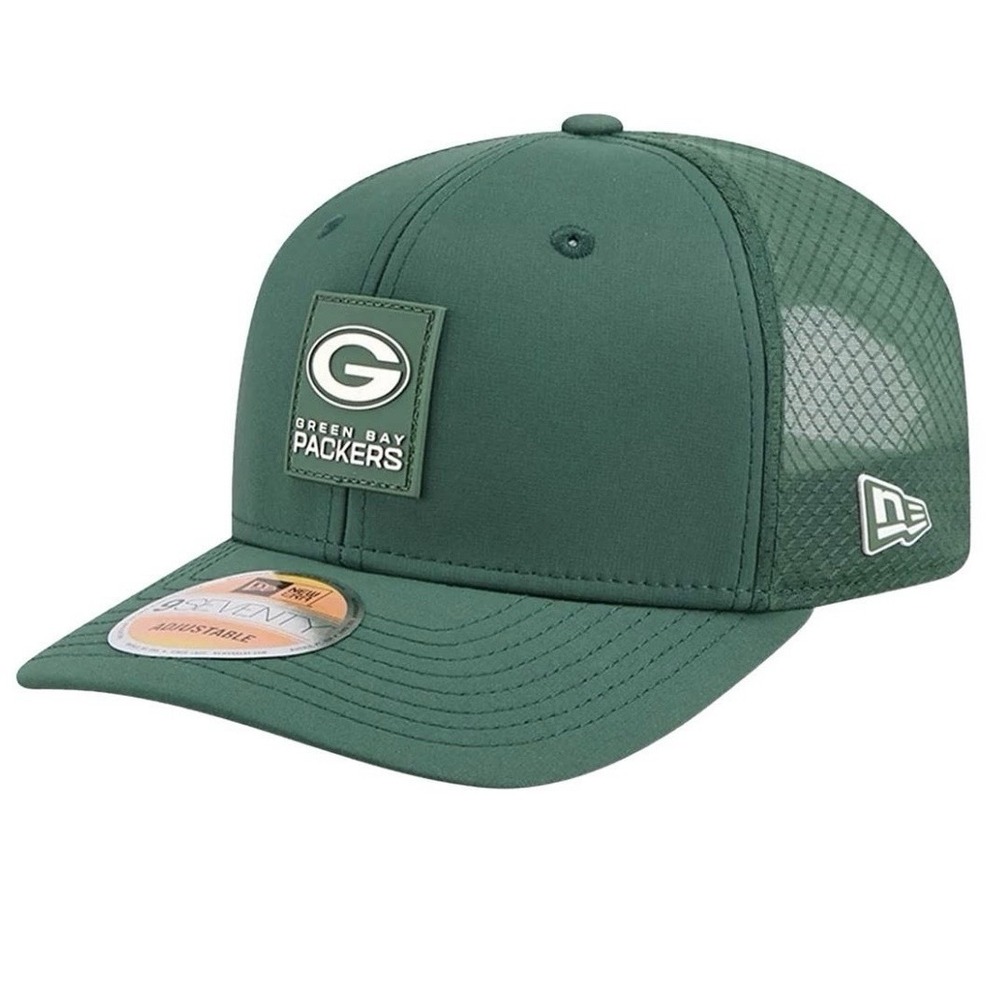 New Era Green‎ Bay Packers 2025 Sideline 9SEVENTY Trucker Snapback Hat Mens New